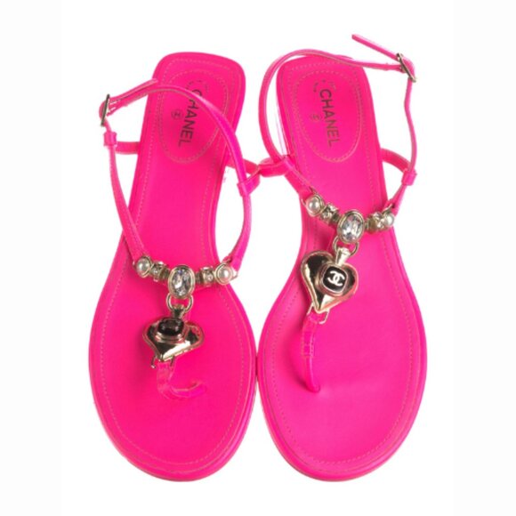 Chanel 2024 Interlocking CC Logo Slingback Sandals Women's Size: 8IT 38